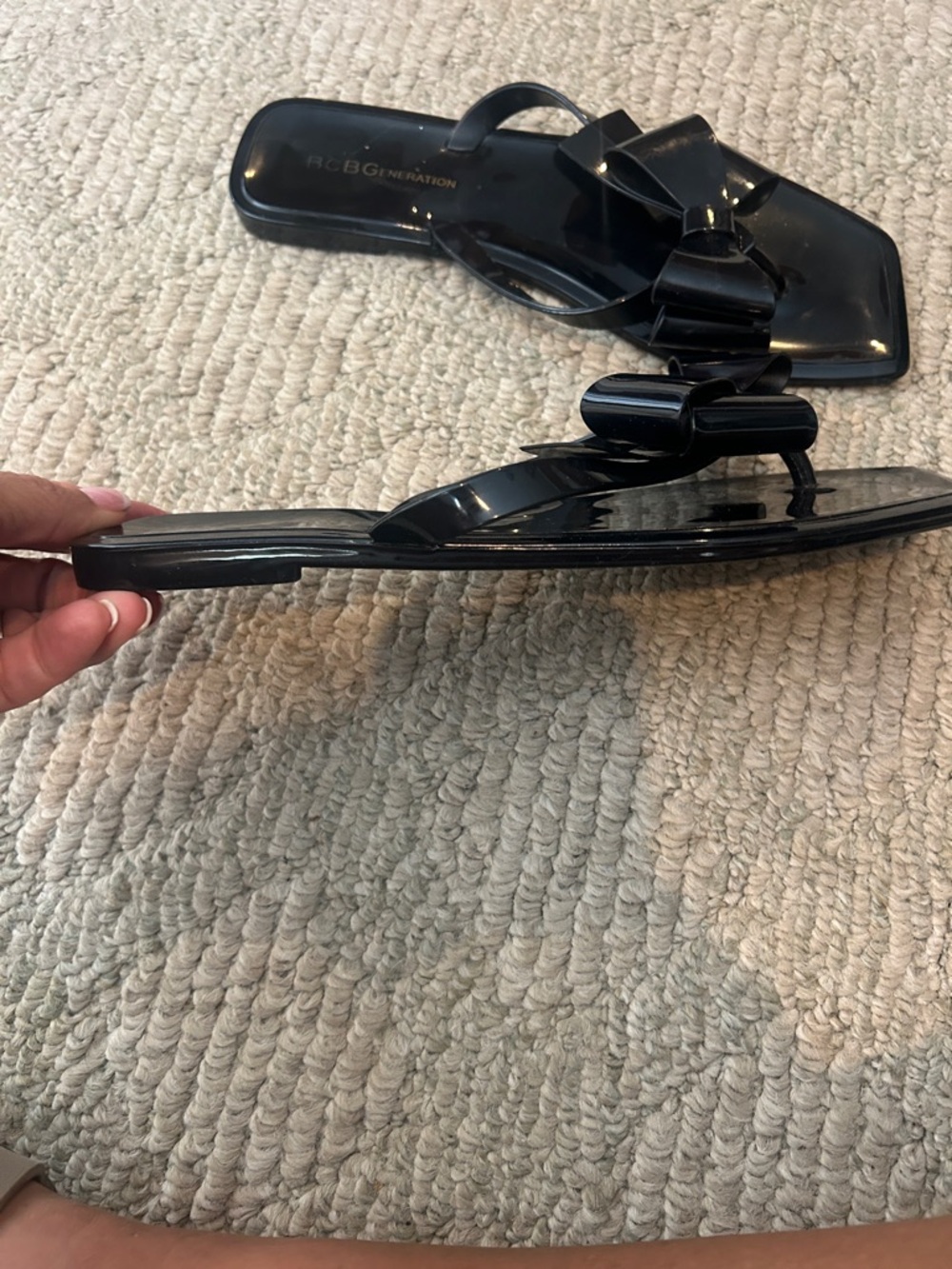 BCBGeneration Black Patent Bow Flip Sandal - Picture 7 of 11